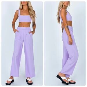 Princess Polly Lavender High-Waisted Wide Leg Trousers – Size US 4